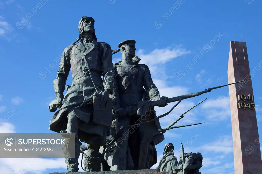 Sculpture of sailors and pilots at Monument to the Heroic Defenders of Leningrad, Victory Square, St. Petersburg, Russia