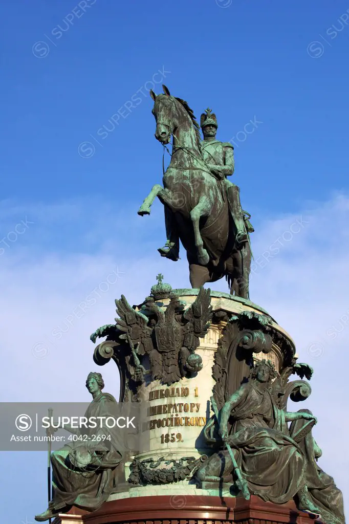 Equestrian statue of Tsar Nicholas I at St. Isaac's Square, St. Petersburg, Russia