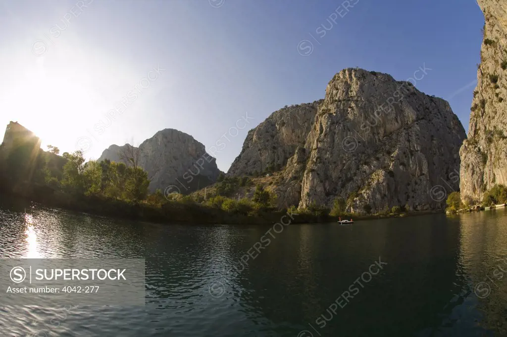 Cliffs at the riverside, Cetina, Omis, Dalmatia, Croatia