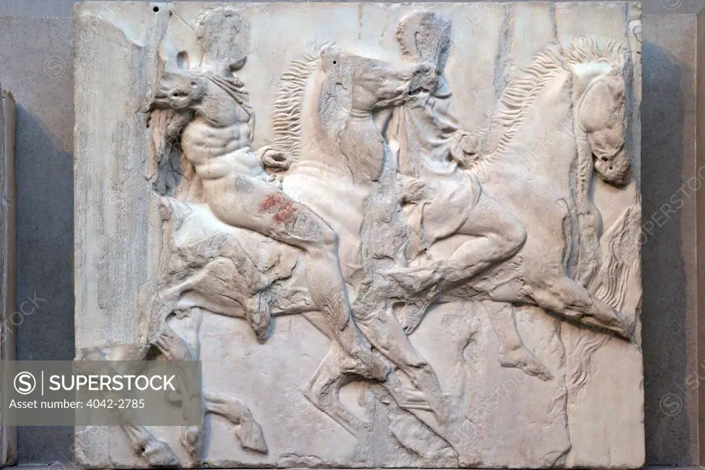 UK, England, London, British Museum, Horsemen galloping, South Frieze, Parthenon