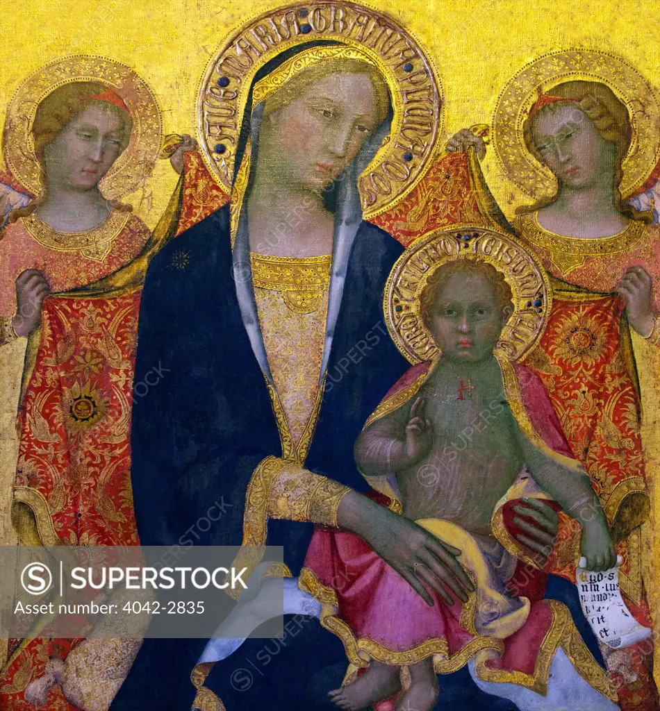 Russia, Saint Petersburg, Hermitage State Museum, Madonna and Child with Two Angels, Mid 1380's