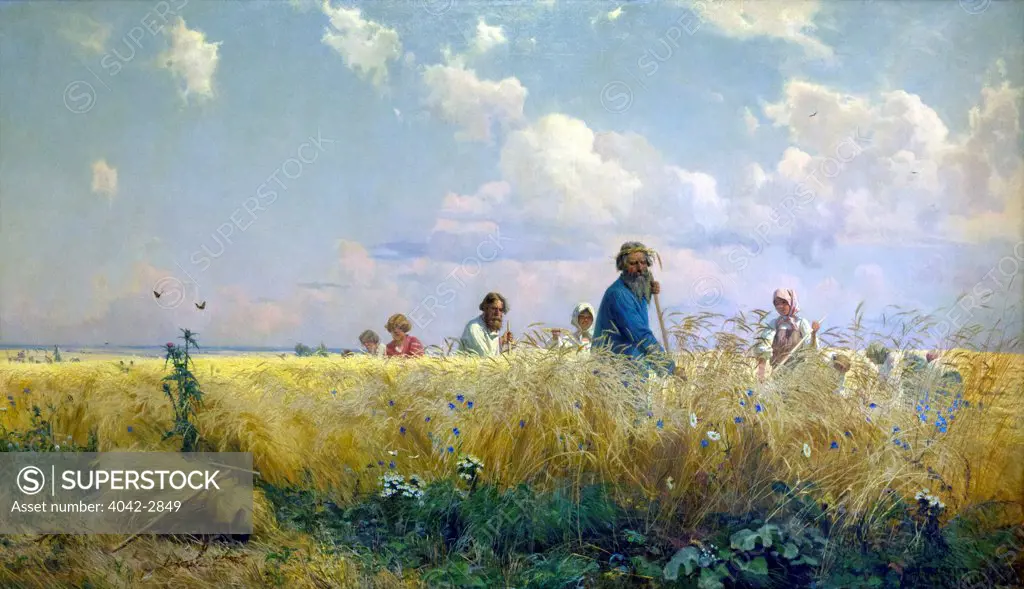 Russia, Saint Petersburg, State Russian Museum, Harvest Time, Scythers, Grigory Myasoyedov, 1887