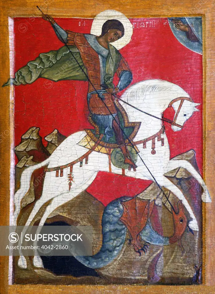 Russia, Saint Petersburg, State Russian Museum, St George and Dragon, Novgorod, 15th Century