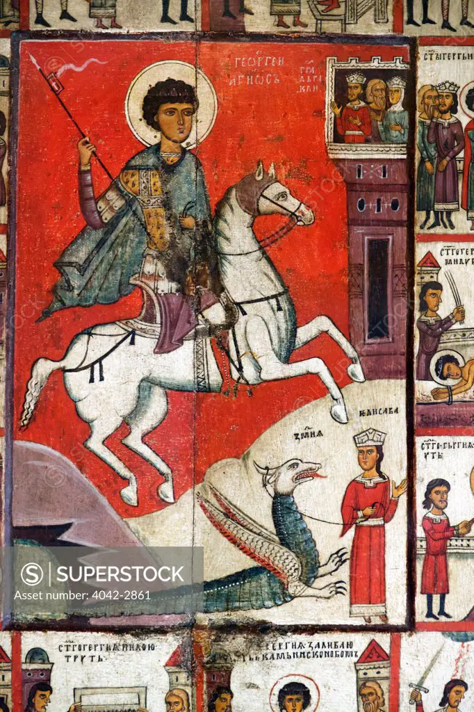 Russia, Saint Petersburg, State Russian Museum, Miracle of St George with Scenes from His Life, 14th Century