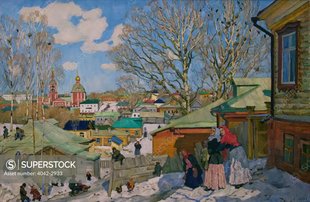 Russia, Saint Petersburg, State Russian Museum, Sunny Day in Spring, Konstantin Yuon, 1910