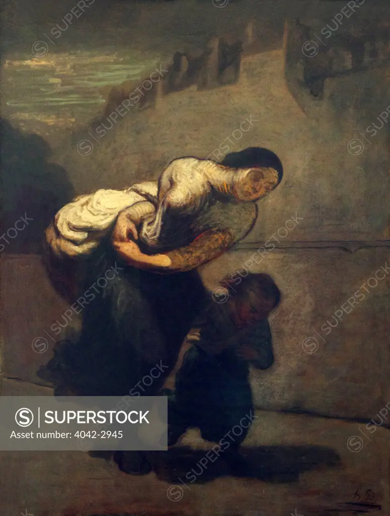 Russia, Saint Petersburg, State Hermitage Museum, Burden, or Laundress by Honore Daumier, 1850-1853