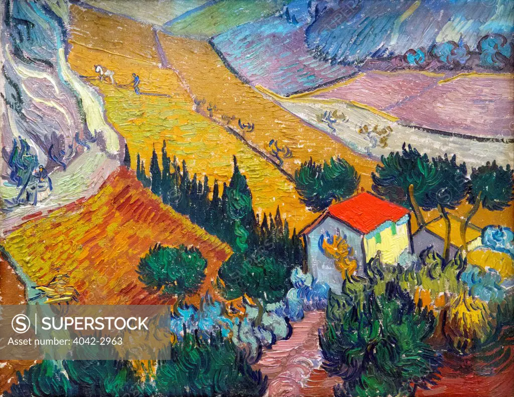 Russia, Saint Petersburg, State Hermitage Museum, Landscape with house and Ploughman, by Vincent van Gogh, 1889