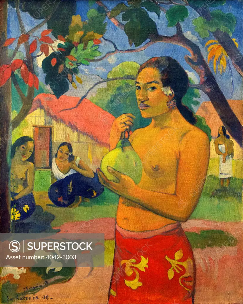 Russia, Saint Petersburg, State Hermitage Museum, Woman holding fruit, Where are you going, Eu Haere ia Oe, by Paul Gauguin, 1893