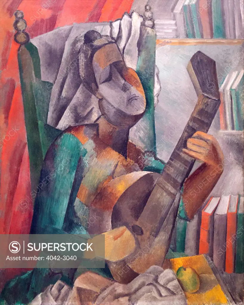 Russia, Saint Petersburg, State Hermitage Museum, Woman with mandolin, by Pablo Picasso, 1909