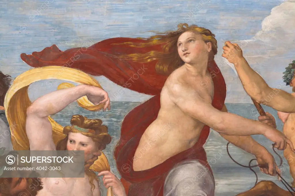 Detail of Triumph of Galatea, by Raphael,1512, Villa Farnesina, Rome, Italy, Europe