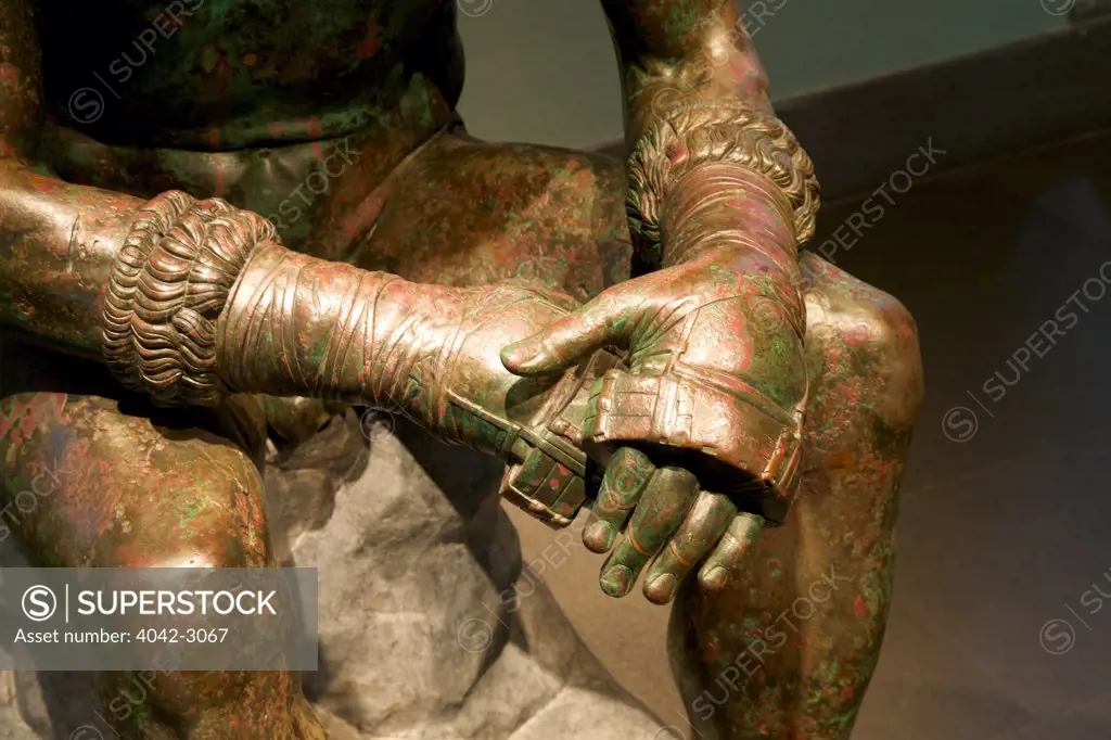 Boxer of Quirinal, or Terme Boxer, Greek Bronze Sculpture, 330 B.C., Palazzo Massimo, National Museum of Rome, Italy