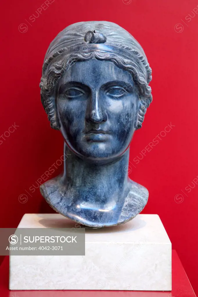 Head of Sappho, 16th or 17th century copy of Greek original, Palazzo Massimo alle Terme, National Museum of Rome, Italy