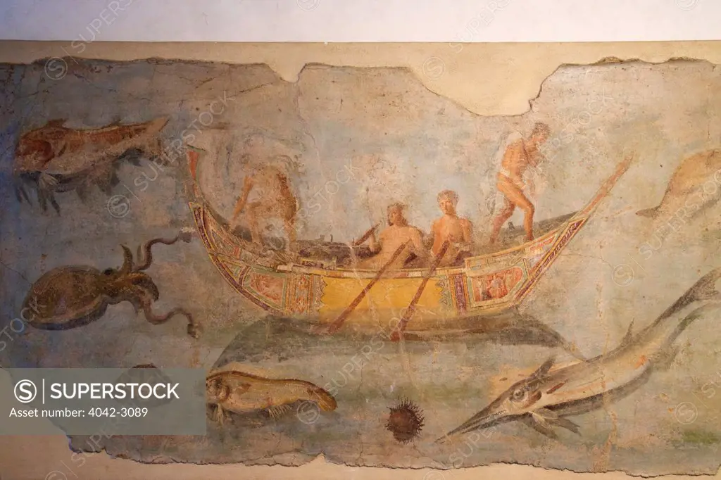 Fresco of fishing boats, 2nd century AD, Palazzo Massimo alle Terme, National Museum of Rome, Italy