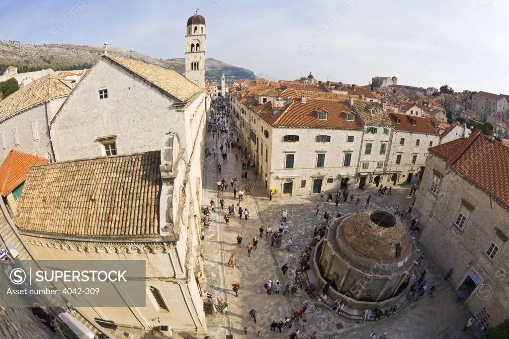 Buildings in a city, Big Onofrio's Fountain, Dubrovnik, Dalmatia, Croatia