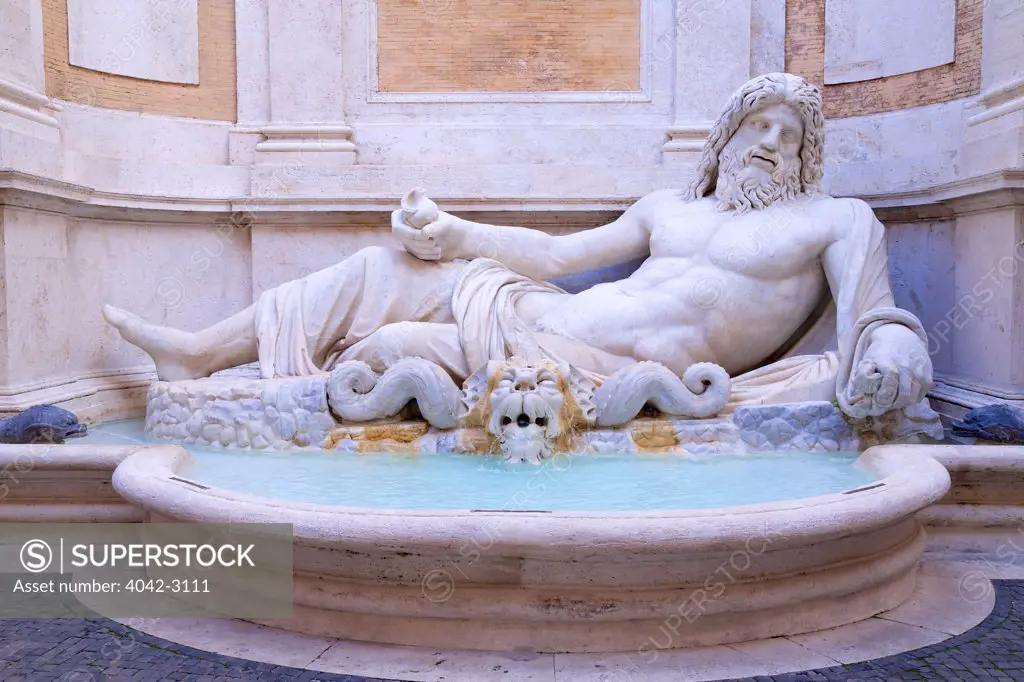Marforio, marble statue of the Ocean, Capitoline Museum, Rome, Italy