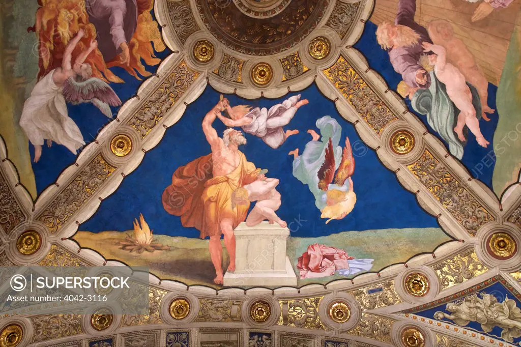 Ceiling frescoes, Room of Heliodorus, Raphael Rooms, Apostolic Palace, Vatican Museums, Rome, Italy