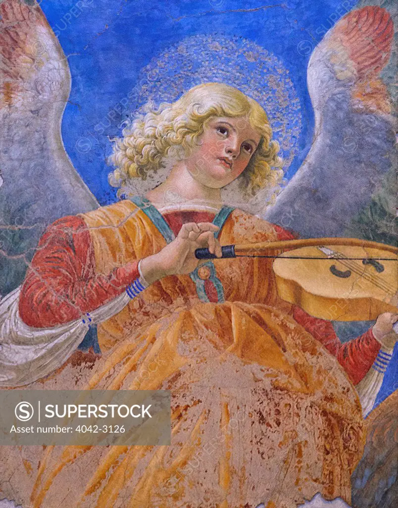 Music-Making Angel, by Melozzo da Forli, circa 1480, Pinacoteca, Vatican Museums, Rome, Italy,
