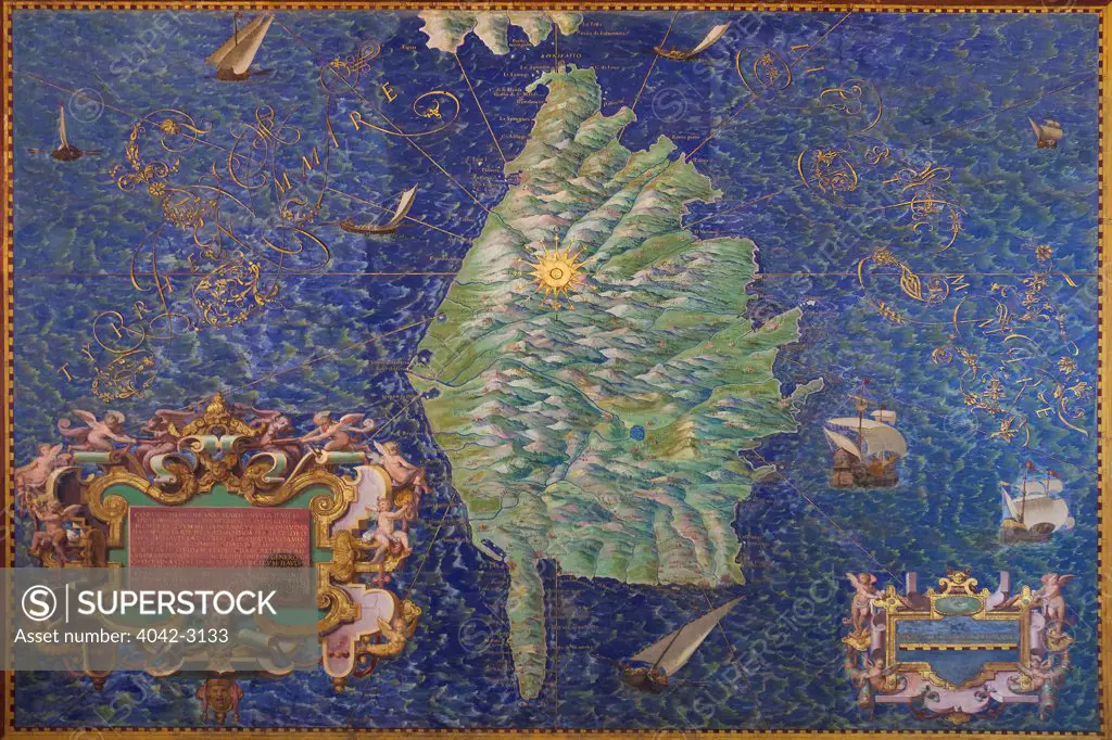 Map of Corsica, by Ignazio Danti, Gallery of Maps, Vatican Museums, Rome, Italy