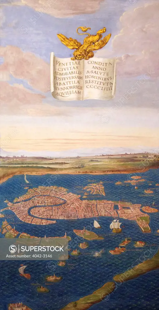 Panoramic Plan of Venice, by Ignazio Danti, Gallery of Maps, Vatican Museums, Rome, Italy