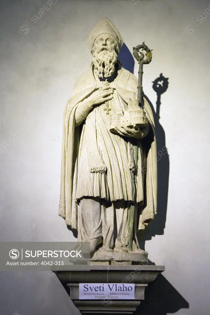 Statue of Dubrovnik's Patron Saint Blaise, Croatia, Dalmatia, Dubrovnik, Rector's Palace