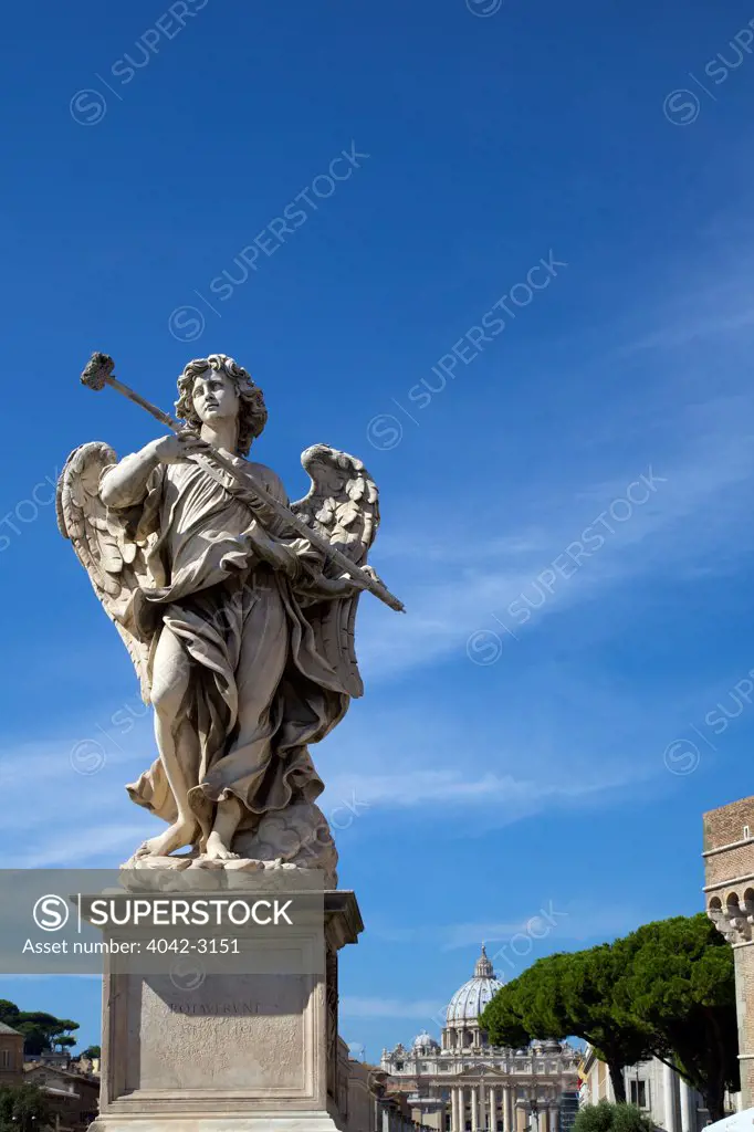 Angel sculpture on bridge Ponte Sant'Angelo, Rome, Lazio, Italy, Europe