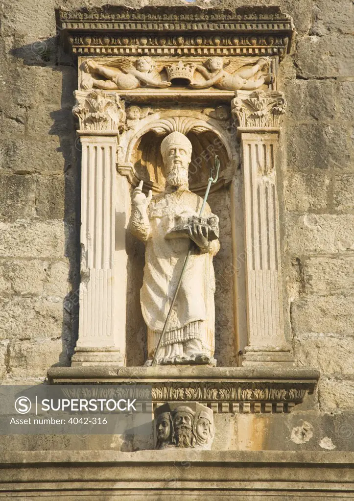 Croatia, Dalmatia, Dubrovnik, Pile Gate, Statue of Dubrovnik's Patron Saint Blaise