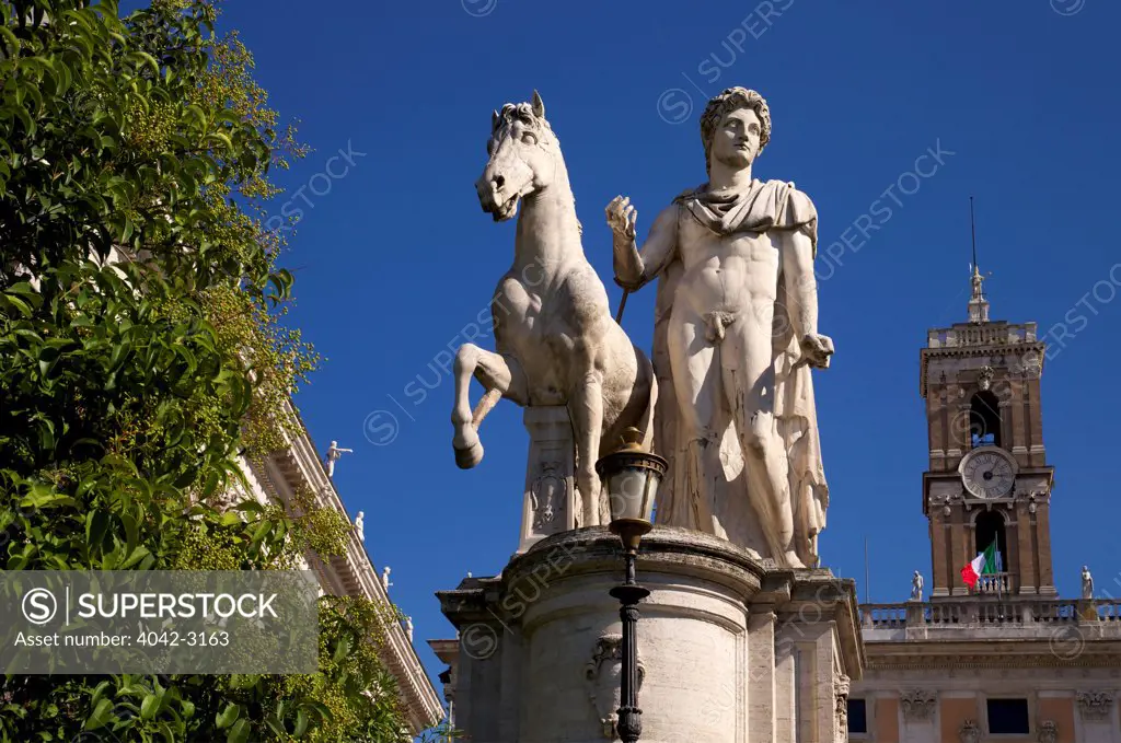 Statue of Dioscuri, Cordonata staircase, Capitoline Hill, Rome, Italy, Europe
