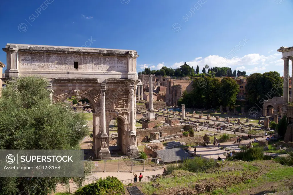 Triumphal Arch of Septimius Severus, Roman Forum, Rome, Italy, Europe