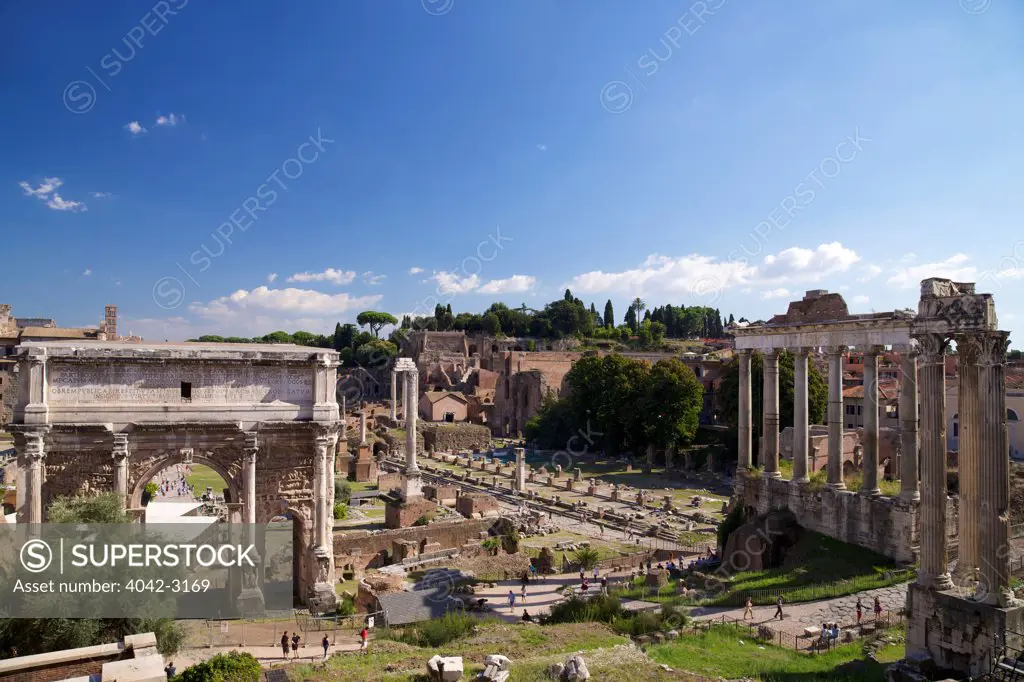 Triumphal Arch of Septimius Severus, Roman Forum, Rome, Italy, Europe
