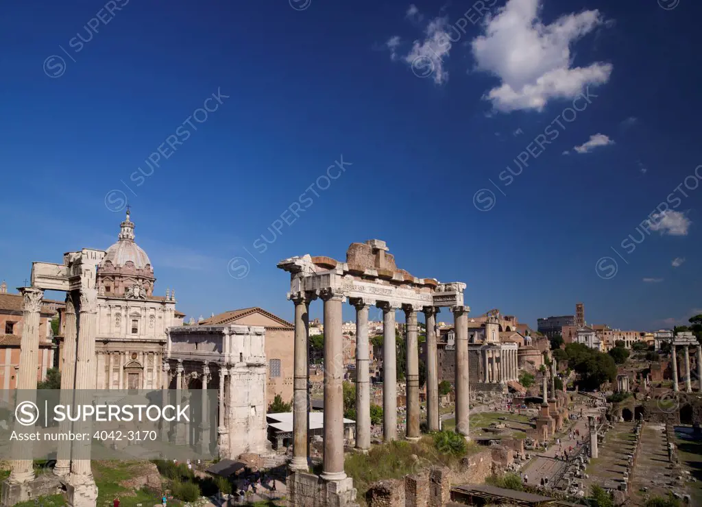 Temple of Saturn and Roman Forum, Rome, Italy, Europe