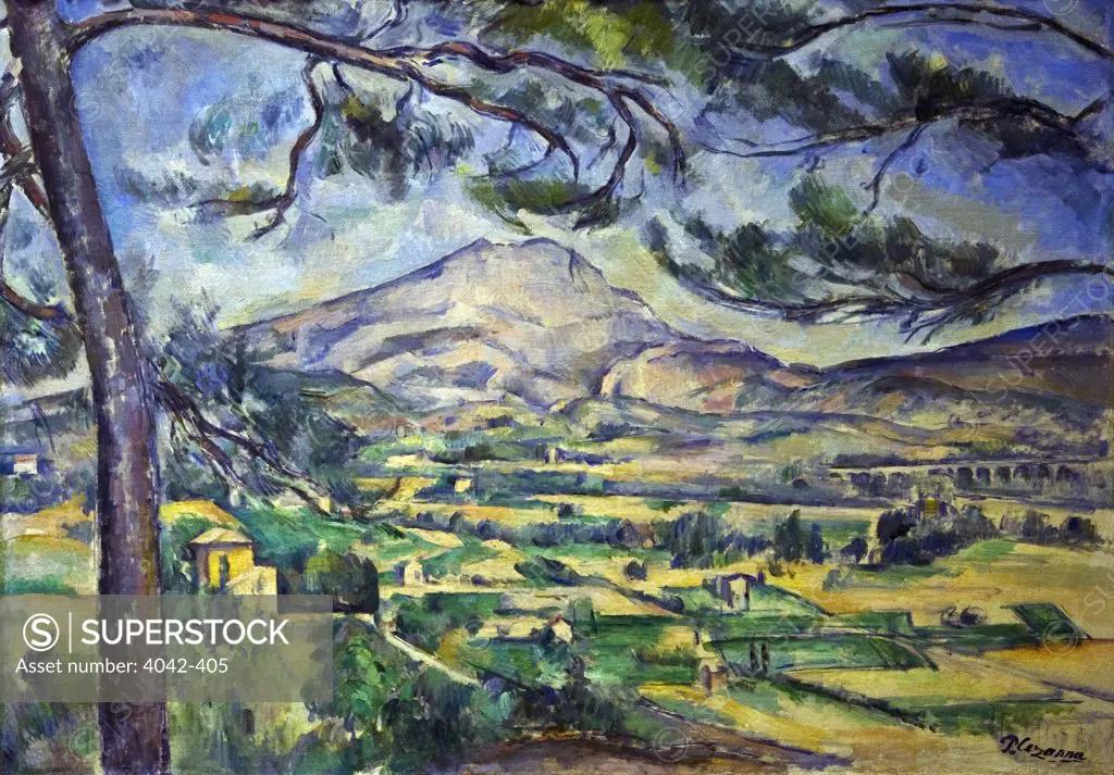 Montagne Sainte-Victoire with Large Pine by Paul Cezanne, oil on canvas, (1839-1906), Courtauld Institute and Galleries, London, England, 1887