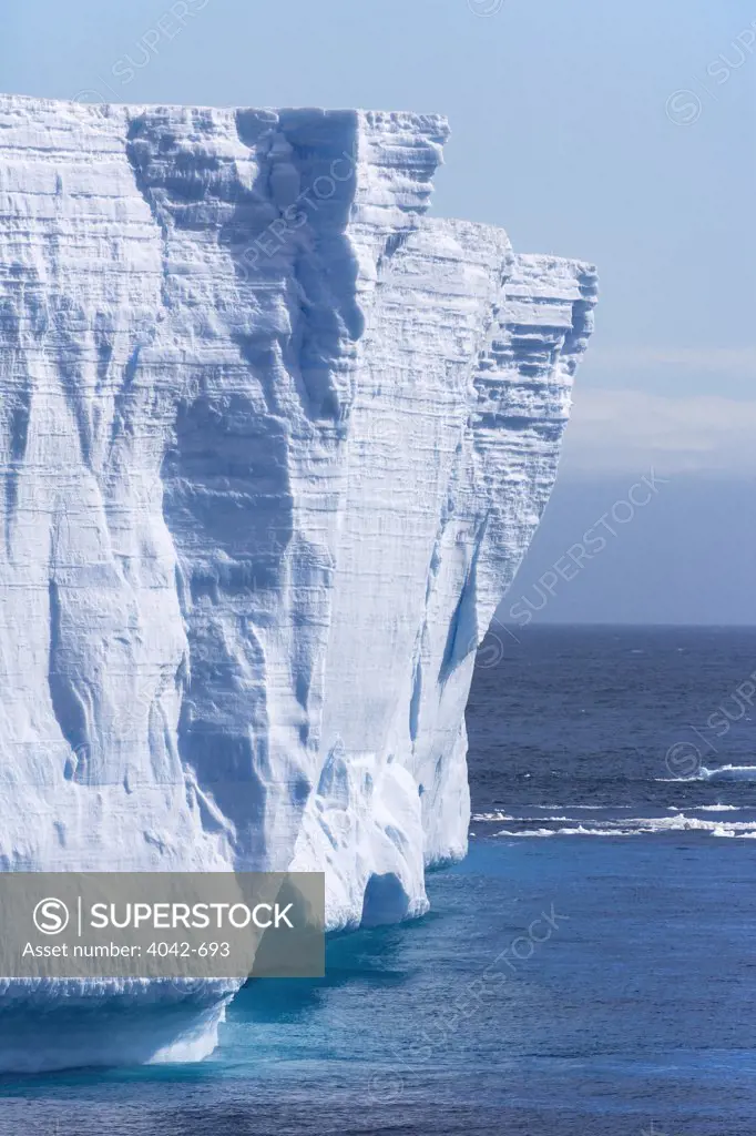 Tabular iceberg floating in water, Weddell Sea, Antarctic Peninsula, Antarctica