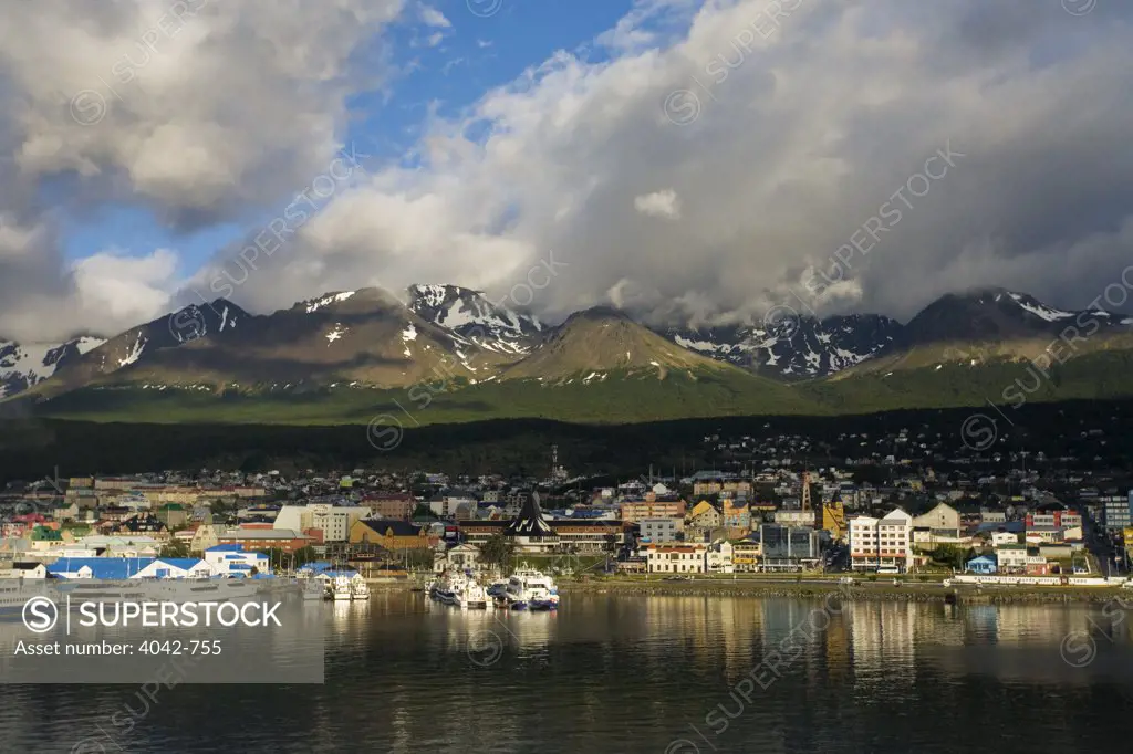 Town at the waterfront, Ushuaia, Tierra Del Fuego, Argentina
