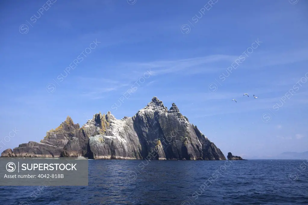 Island in the sea, Skelligs, Little Skellig, Skellig Michael, Skellig Islands, County Kerry, Munster Province, Republic Of Ireland