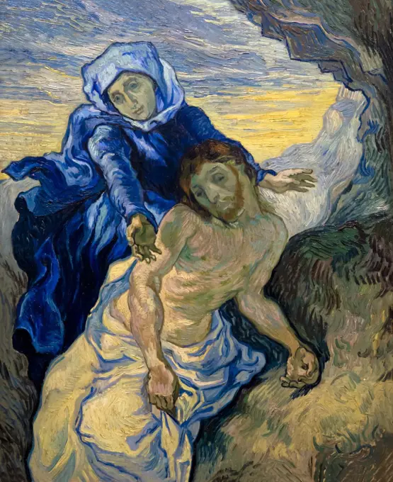 Pieta, after Delacroix, by Vincent van Gogh, 1889, Netherlands, Europe
