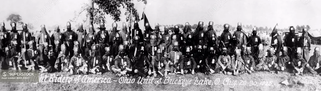 Black Terrors, the night riding organization of the Ku Klux Klan. Photo is inscribed, 'Knight Riders of American-Ohio Unit at Buckeye Lake. Aug. 29-30, 1925.
