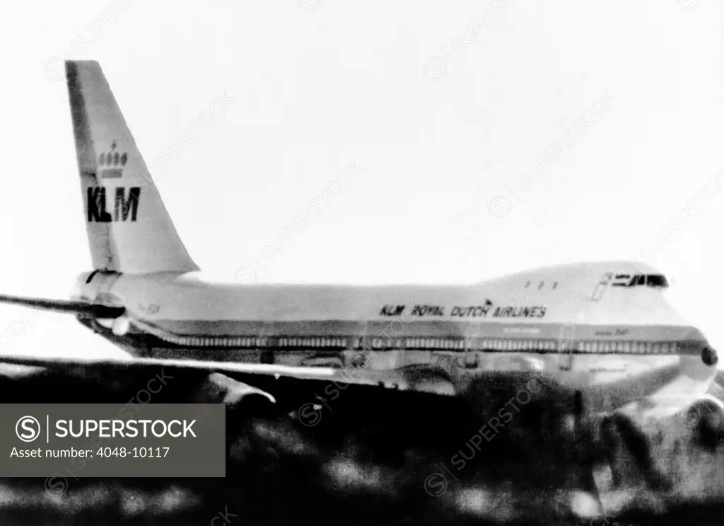 Hijacked Dutch Airliner in Tripoli, Libya. Arab hijackers took the KLM Jumbo Jet to airports in Syria, Cyprus, Libya, and Malta. Eventually the 247 passengers and 17 crew were released in Malta and the hijackers received a safe passage guarantee to Abu Dhabi. Nov. 25-27, 1973.