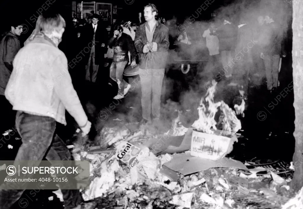 Students burn garbage in the Latin Quarter of Paris as new violence erupted early May 23, 1968.