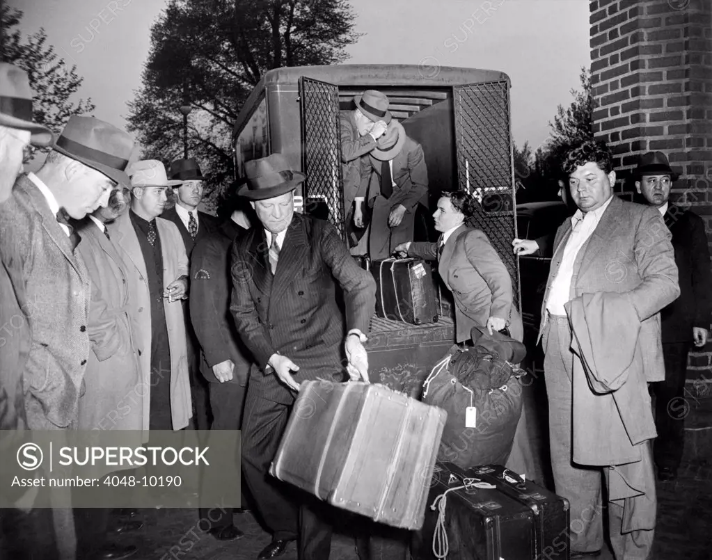 German sailors stranded in New York City since the outbreak of the war in Europe, were taken to Ellis Island. The German aliens were rounded up by U.S. Immigration Service agents and police early on the morning of May 7, 1941.