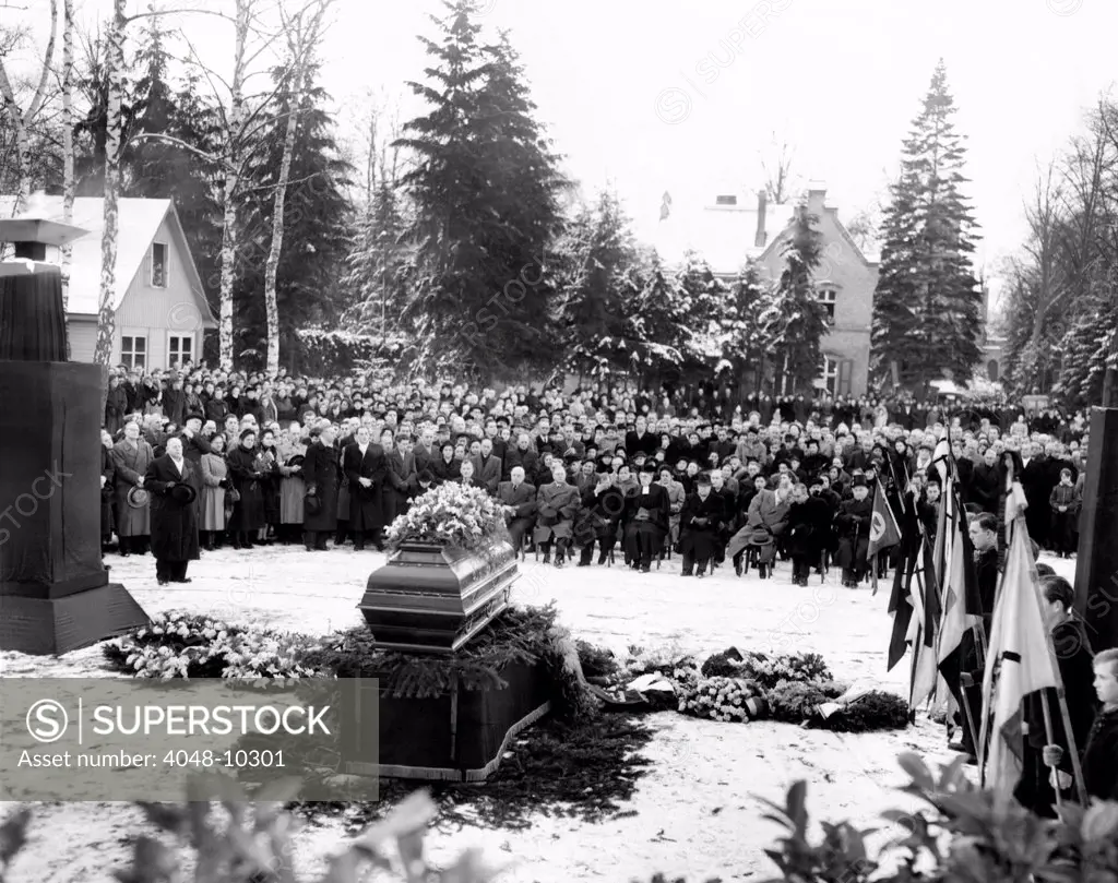 Funeral service for 16 year old Joachim Wozniak in West Berlin. He was killed by border guards when his parents car crossed the border of West Berlin into East Germany on a highway. Jan 7, 1954.