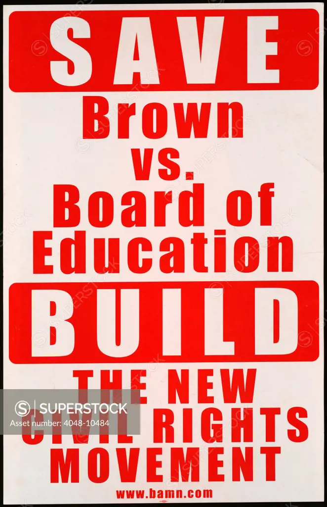 Poster used in the April 1, 2003 Civil Rights March on Washington. It reads, 'Save Brown vs. Board of Education build the new civil rights movement.'