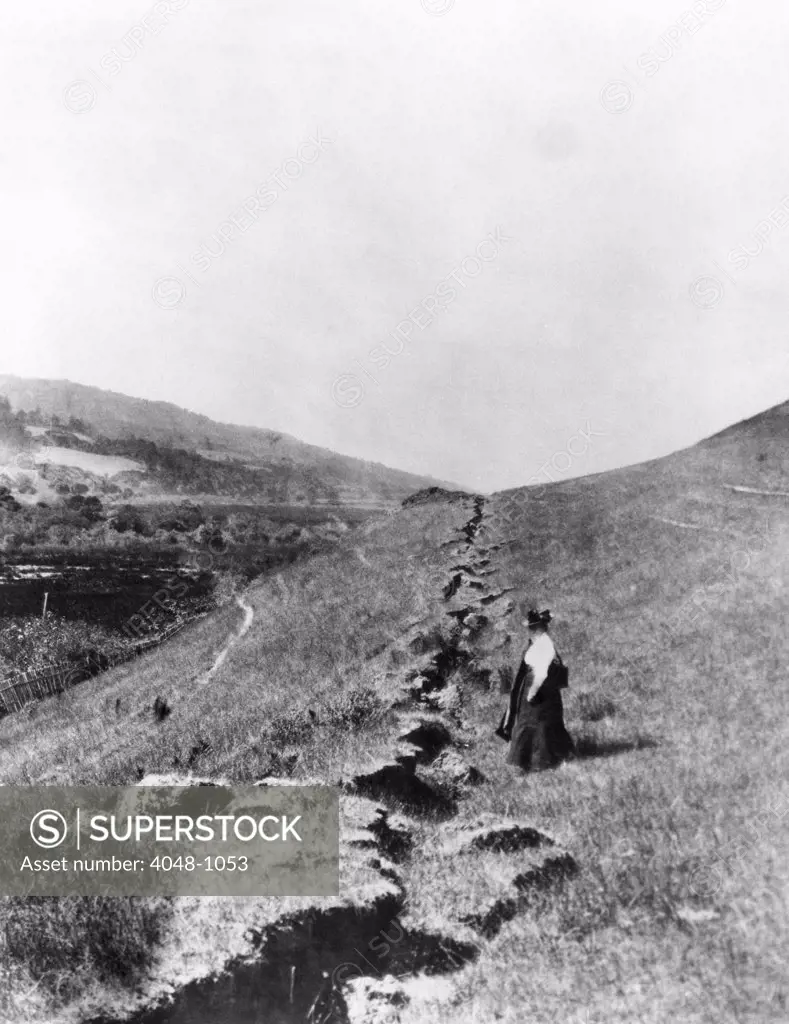 The San Andreas fault in Olema, California after the 1906 earthquake
