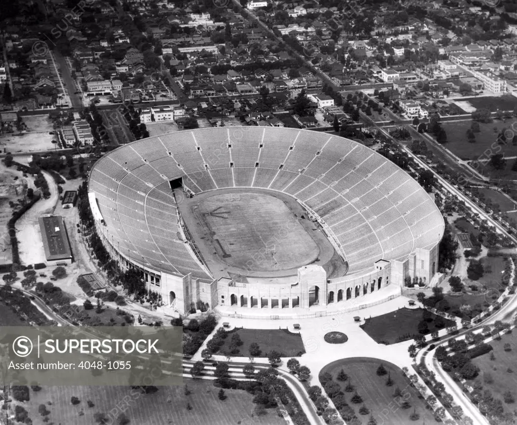 Dodger Stadium in Los Angeles, California, where the principal events of the 1932 Olympic Games were held, 1931.
