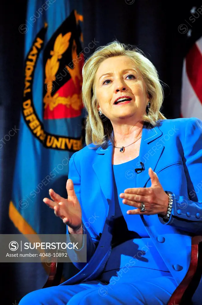 Hillary Clinton, US Secretary of State, speaking at George Washington University, on August 16, 2011