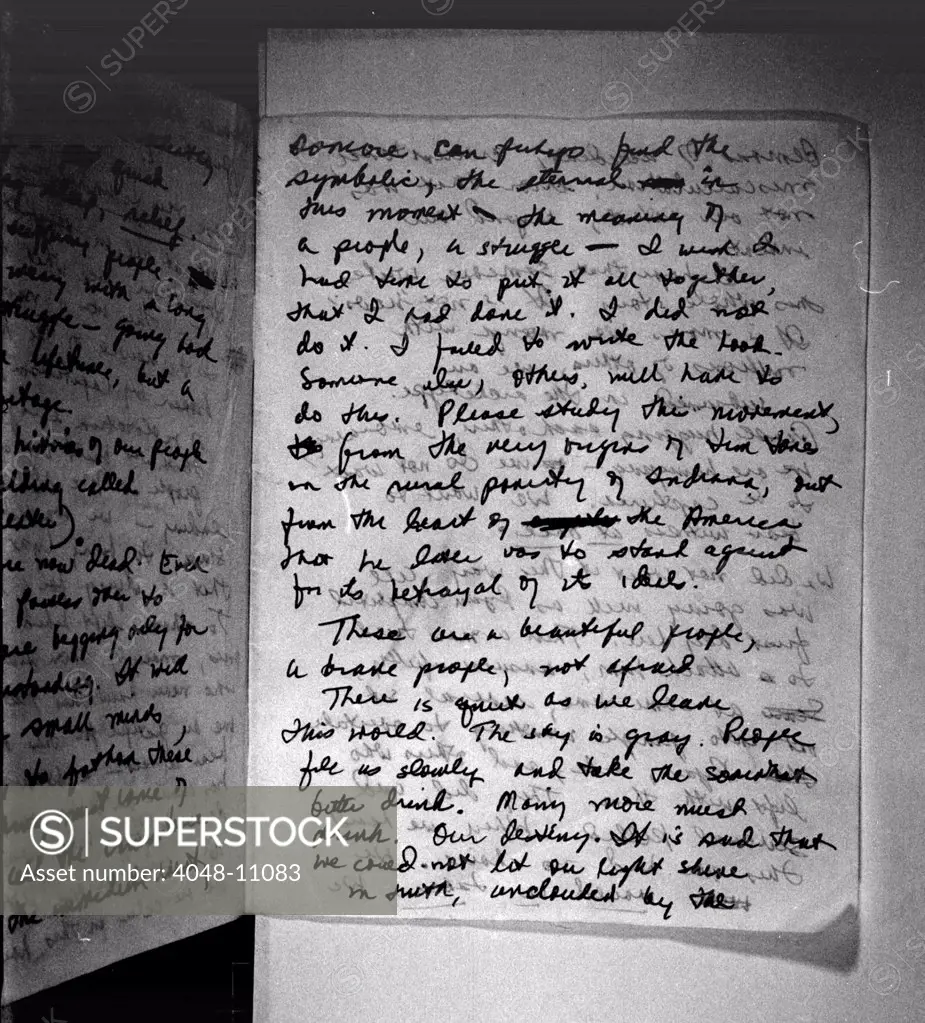 Suicide note, Written and signed by Annie Moore. Page 5. Moore was a register nurse and one of the leaders of the Peoples Temple in Jonestown, Guyana. Nov. 18, 1978.
