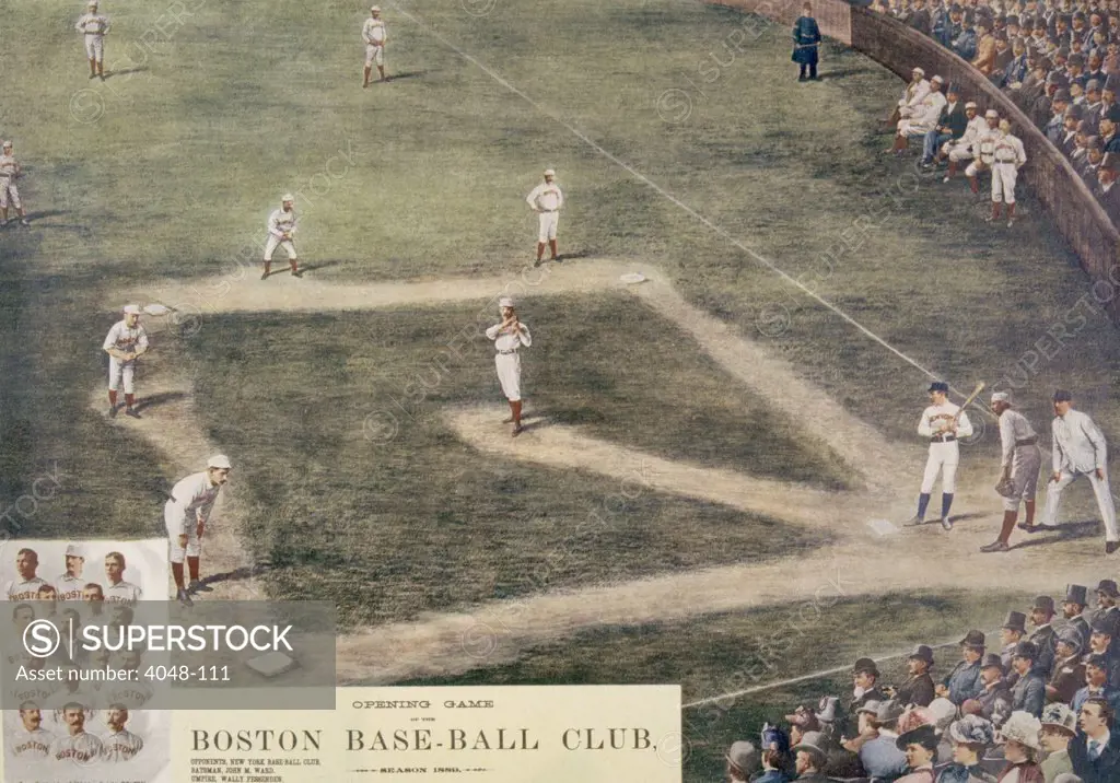 Baseball, New York at Boston, 1889.