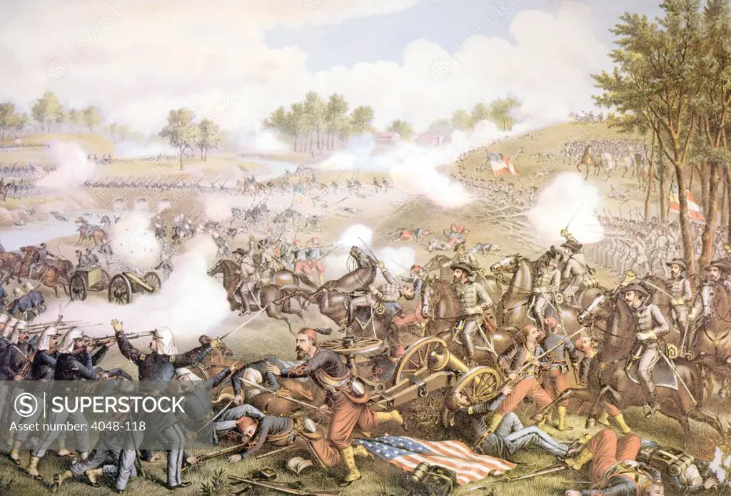 The Battle of Bull run on July 21, 1861, lithograph by Kurz & Allison, 1889