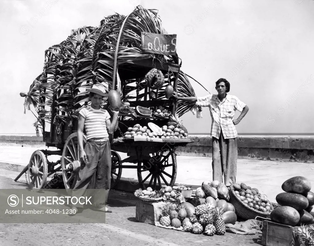 HAVANA:  Cuban  fruit peddlers in Havana, Cuba.   March 30, 1949.