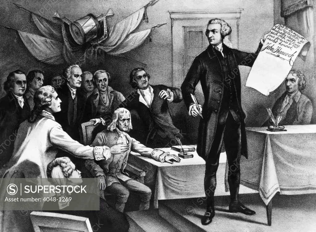 John Hancock signs the Declaration of Independence, 1776