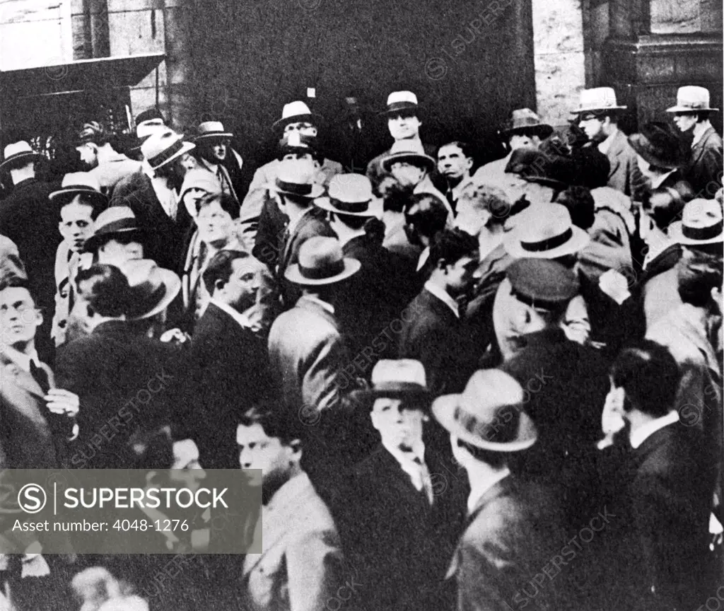 Crowds outside the New York Stock Exchange during crash of 1929.